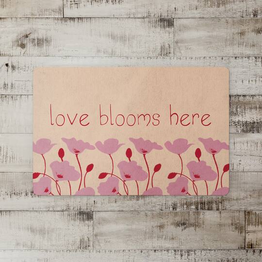 Love Blooms Here Floor Mat
